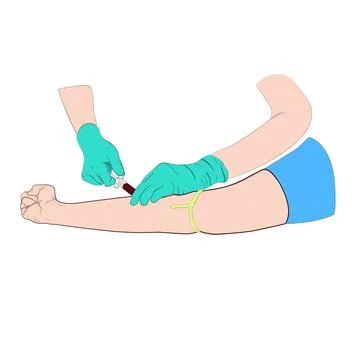 Vector illustration image a doctor using a needle to draw blood Stock Illustration