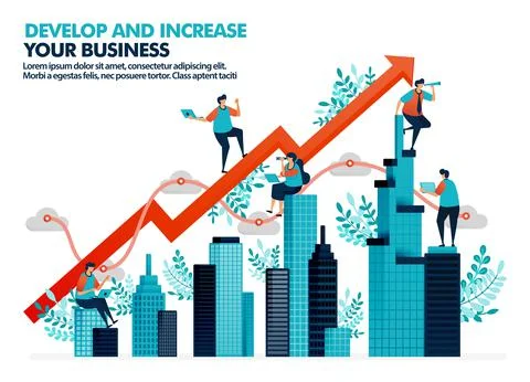 Vector illustration of improve business performance by investment in real est Stock Illustration