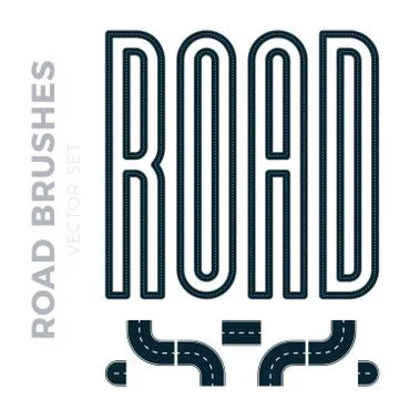 Vector illustration that include highway border or asphalt pattern brush and  Illustrazione stock