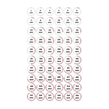 Vector illustration, increments from 1 to 60 seconds, Stopwatches set 3. Stock Illustration