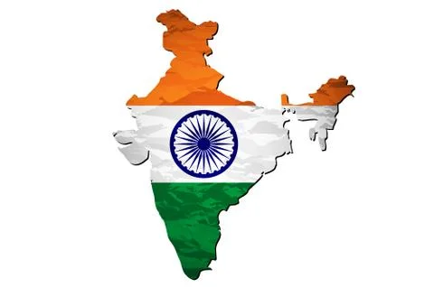 Vector illustration of India flag map. Stock Illustration