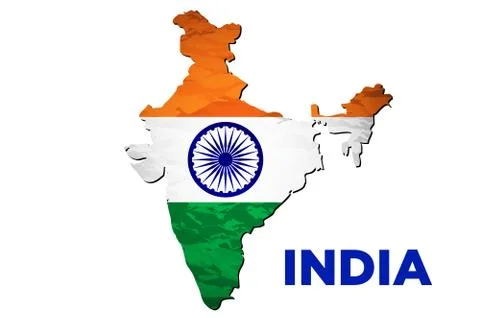 Vector illustration of India flag map. Stock Illustration