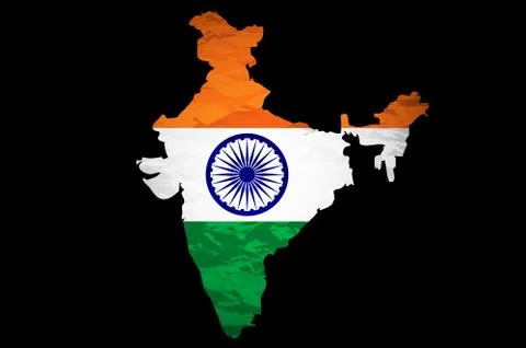 Vector illustration of India flag map. Stock Illustration
