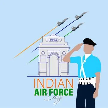 Vector Illustration of Indian Air Force Day observed on October 8. Stock Illustration
