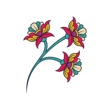 Vector illustration of indian floral pattern. Abstract flowers. Colorful linear Illustrazione stock