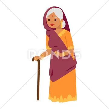 Indian Grandmother Reading News Paper Village Stock Illustration 2312607193  | Shutterstock