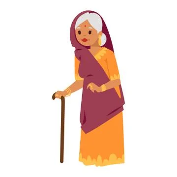 Vector illustration indian grandma Stock Illustration