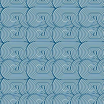 VECTOR ILLUSTRATION OF INDIGO AND WHITE WARPED SHAPES. Stock Illustration