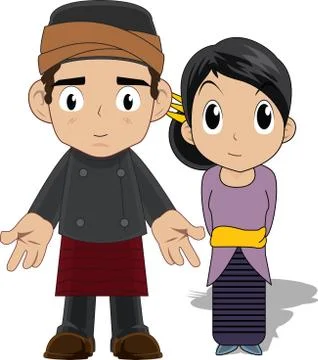 Vector illustration of Indonesia costume Stock Illustration