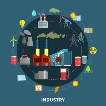 Vector illustration with industry elements Stock Illustration