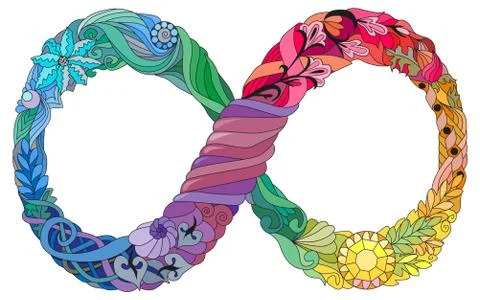 Vector illustration of an infinity symbol zentangle styled Stock Illustration