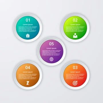 Vector illustration infographic five options. Illustrazione stock