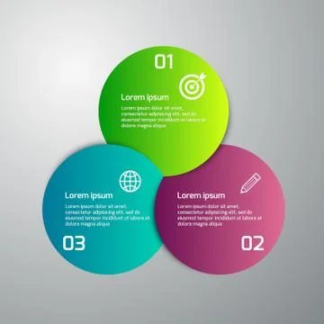 Vector illustration infographics 3 colored circles Illustrazione stock