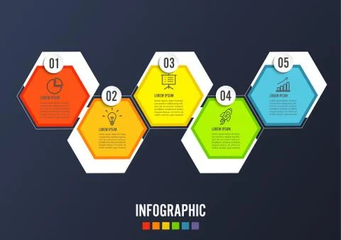 Vector illustration infographics 5 options. Template for brochure, business,  Stock Illustration