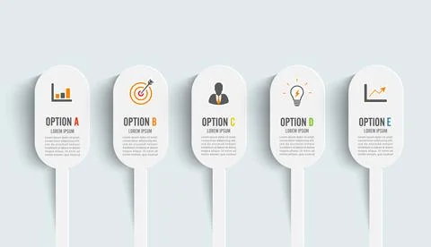Vector illustration infographics 5 options. Template for brochure, business,  Stock Illustration