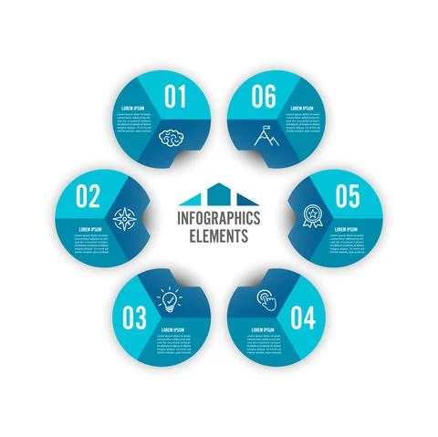 Vector illustration infographics 6 options. Template for brochure, business,  Stock Illustration