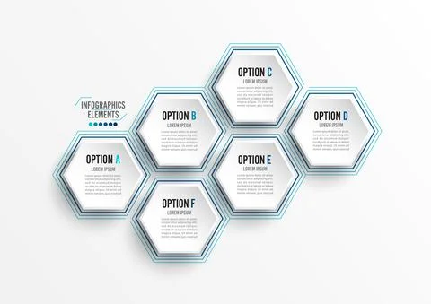Vector illustration infographics 6 options. Template for brochure, business,  Stock Illustration