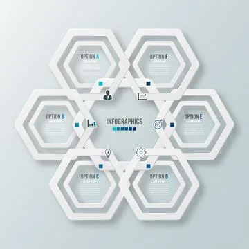 Vector illustration infographics 6 options. Template for brochure, business.. Stock Illustration