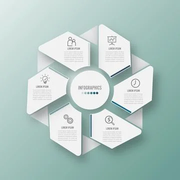Vector illustration infographics 6 options. Template for brochure, business.. Stock Illustration
