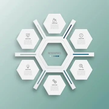 Vector illustration infographics 6 options. Template for brochure, business.. Stock Illustration