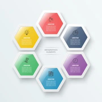Vector illustration infographics 6 options. Template for brochure, business.. Stock Illustration