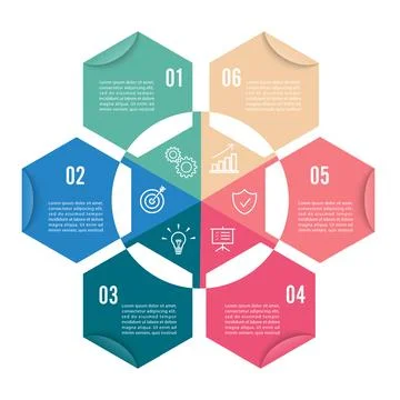 Vector illustration infographics 6 options. Template for brochure, business.. Stock Illustration
