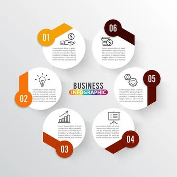 Vector illustration infographics 6 options. Template for brochure, business.. Stock Illustration
