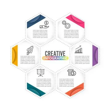 Vector illustration infographics 6 options. Template for brochure, business.. Stock Illustration