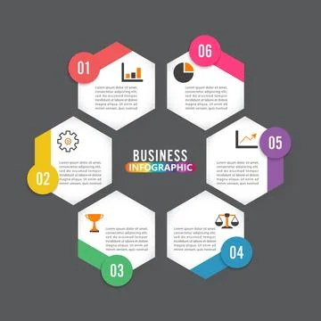 Vector illustration infographics 6 options. Template for brochure, business.. Stock Illustration