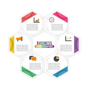 Vector illustration infographics 6 options. Template for brochure, business.. Stock Illustration