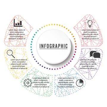 Vector illustration infographics 6 options. Template for brochure, business.. Stock Illustration