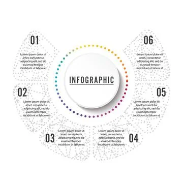 Vector illustration infographics 6 options. Template for brochure, business.. Stock Illustration