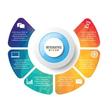 Vector illustration infographics 6 options. Template for brochure, business.. Stock Illustration