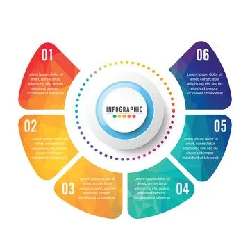 Vector illustration infographics 6 options. Template for brochure, business.. Stock Illustration