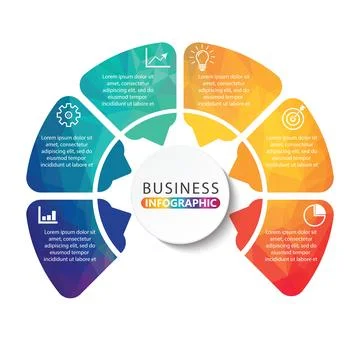 Vector illustration infographics 6 options. Template for brochure, business.. Stock Illustration