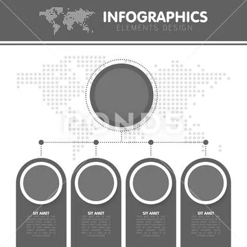 Vector illustration of the infographics with the dotted world map with ...