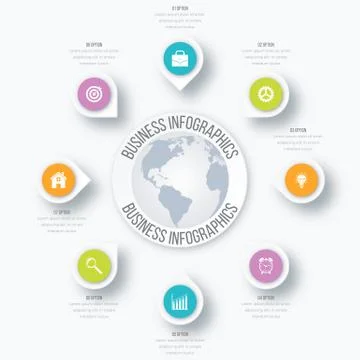 Vector illustration infographics eight options Stock Illustration
