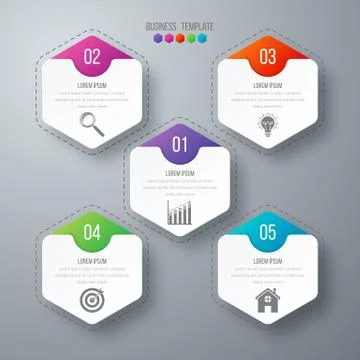 Vector illustration infographics five options. Illustrazione stock