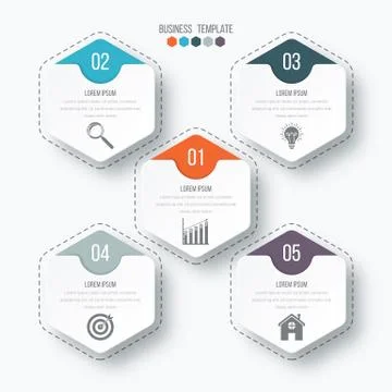 Vector illustration infographics five options. Illustrazione stock