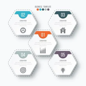 Vector illustration infographics five options. Illustrazione stock
