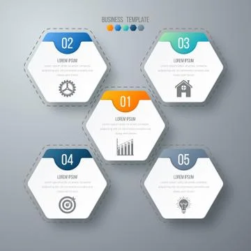 Vector illustration infographics five options. Illustrazione stock