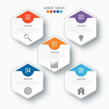 Vector illustration infographics five options. Illustrazione stock