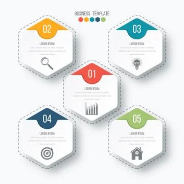 Vector illustration infographics five options. Illustrazione stock