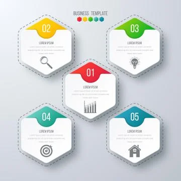 Vector illustration infographics five options. Illustrazione stock