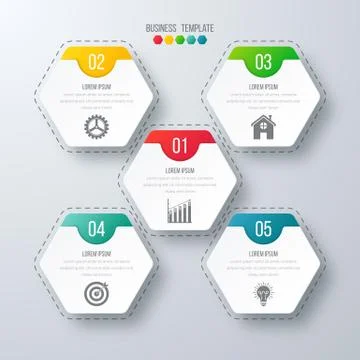 Vector illustration infographics five options. Illustrazione stock