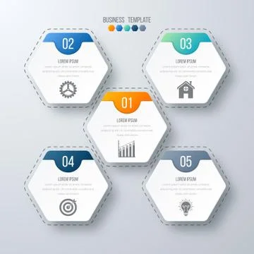 Vector illustration infographics five options. Illustrazione stock