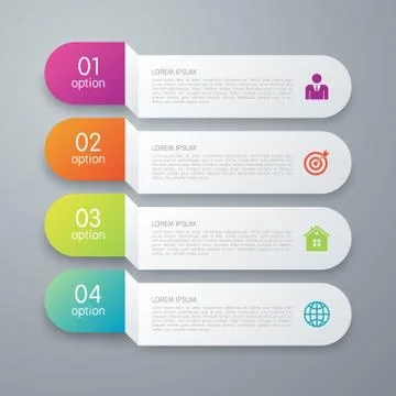 Vector illustration infographics four paper strips Stock Illustration