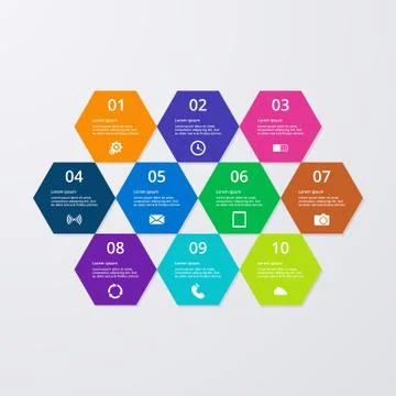 Vector illustration of infographics hexagons. Stock Illustration