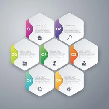 Vector illustration infographics of hexagons Stock Illustration