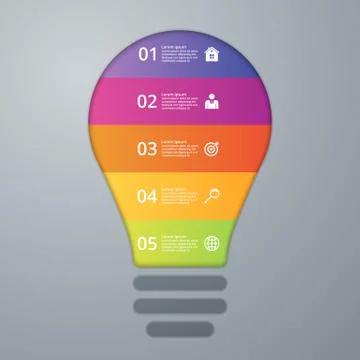 Vector illustration infographics lamp five options Stock Illustration